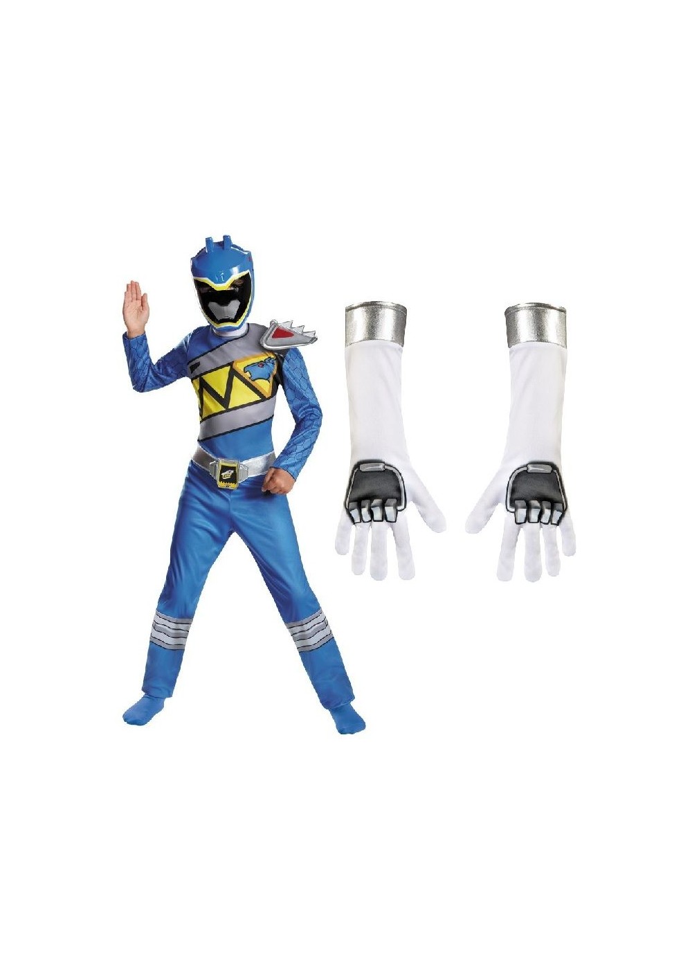 Dino Charge Blue Power Rangers Boys Costume And Gloves Set